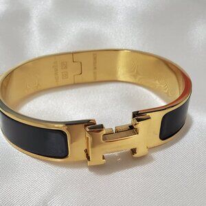 18K Gold Plated H Black Clic Bracelets